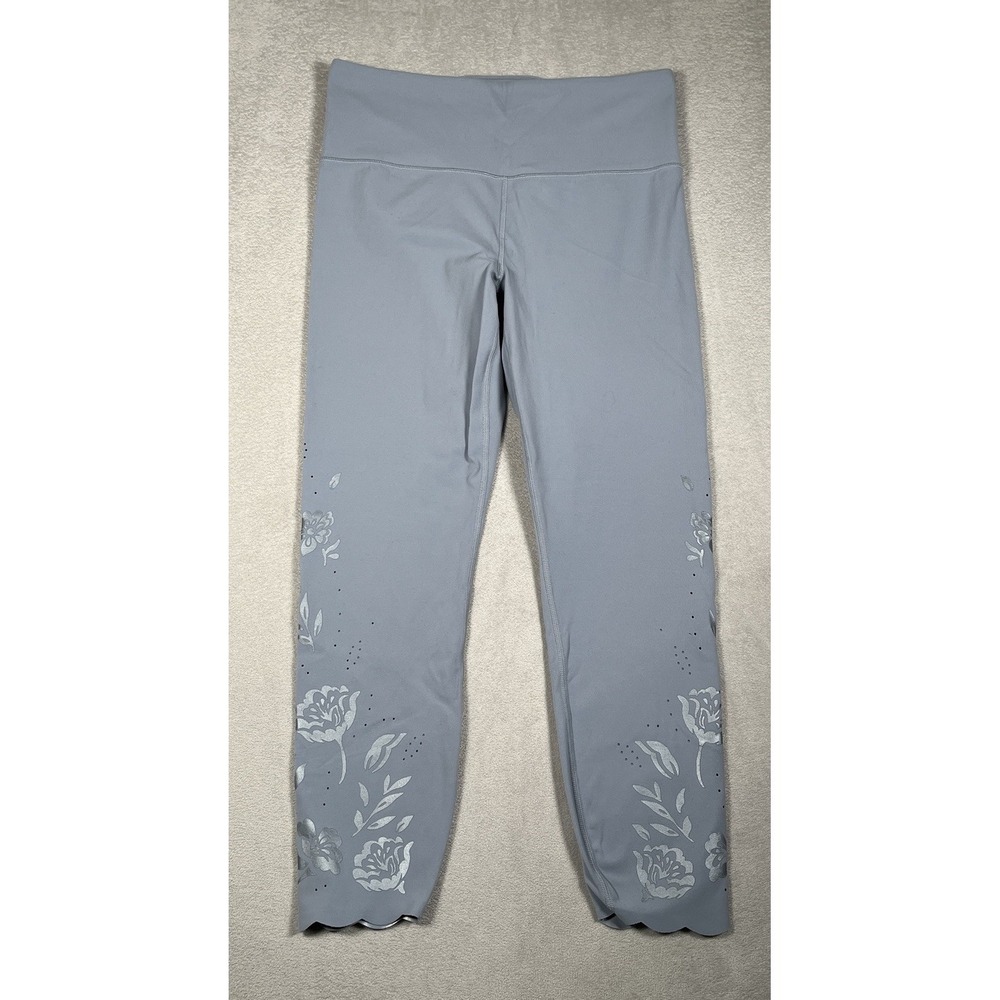 Athleta Elation Eyelet‎ 7/8 Tight Leggings Womens Medium Blue Gym Yoga Crop